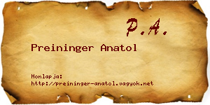 Preininger Anatol névjegykártya